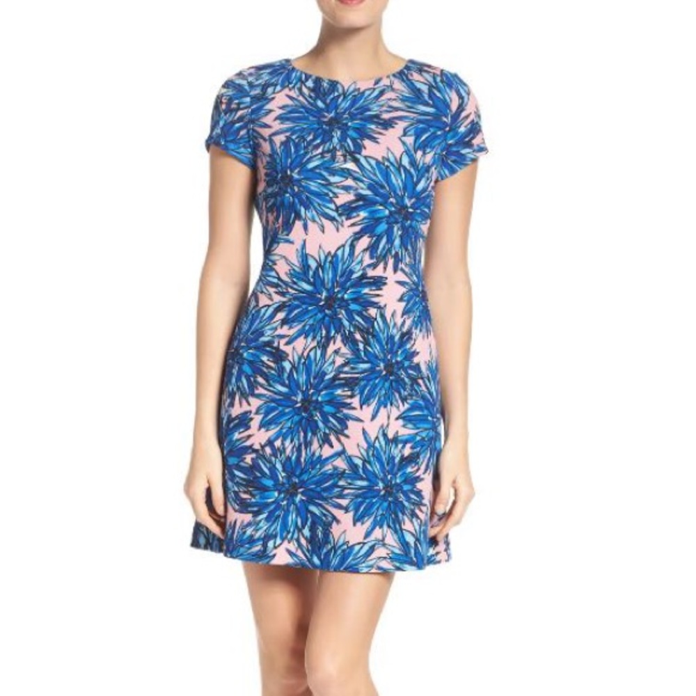 Ellen Tracy Floral Graphic Crepe Dress Sz 10